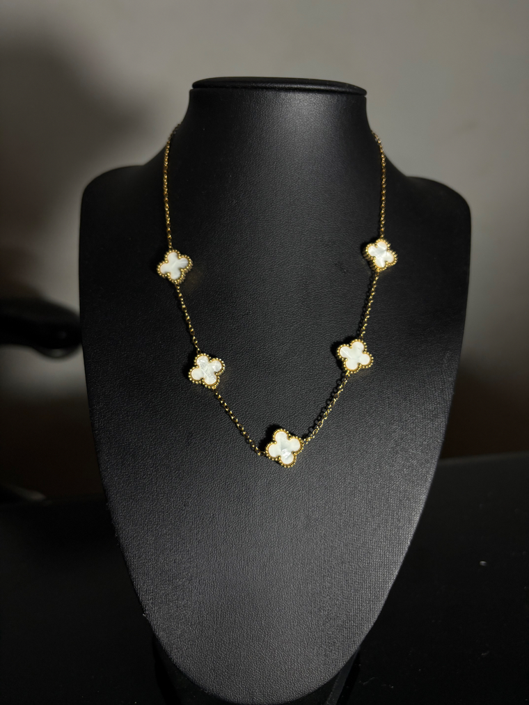 Cadena Van Cleef | Blanca o Negra | Baño Oro 18K